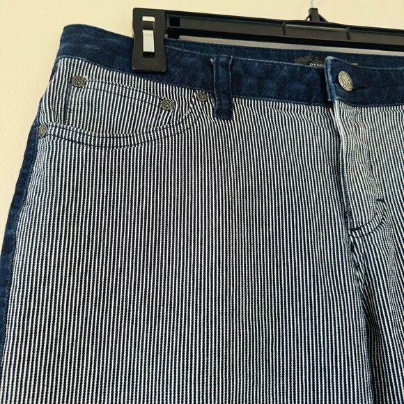 prAna Denim Railroad Indigo Stripe Jett Capri Crop Jeans Size 10/30 - Picture 8 of 8